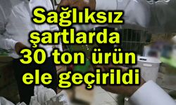 Sağlıksız şartlarda 30 ton ürün ele geçirildi