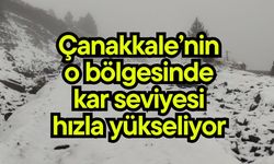 Çanakkale’nin o bölgesinde kar seviyesi hızla yükseliyor (Video)