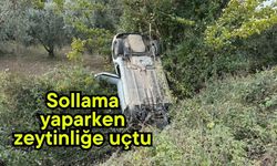 Sollama yaparken zeytinliğe uçtu (Video)