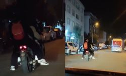 Çanakkale'de motosiklete binen 5 genç adeta ölümle dans etti (Video)