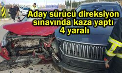 Aday sürücü direksiyon sınavında kaza yaptı 4 yaralı