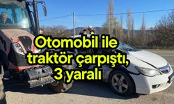 Otomobil ile traktör çarpıştı, 3 yaralı (Video)