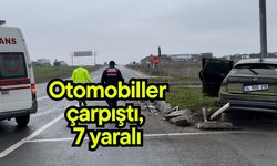 Otomobiller çarpıştı, 7 yaralı (Video)
