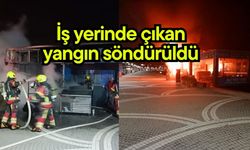 İş yerinde çıkan yangın söndürüldü (Video)