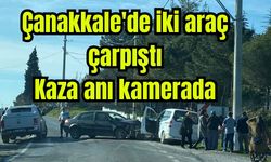 Çanakkale'de iki araç çarpıştı: Kaza anı kamerada (Video)