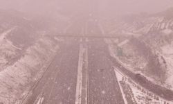 Kuzey Marmara Otoyolu'nda kar yağışı havadan görüntülendi (Video)