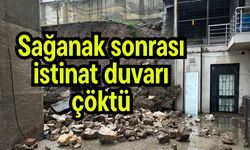 Sağanak sonrası istinat duvarı çöktü