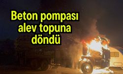 Beton pompası alev topuna döndü (Video)