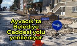Ayvacık’ta Belediye Caddesi yolu yenileniyor