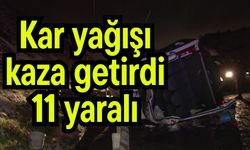 Kar yağışı kaza getirdi 11 yaralı (Video)