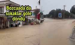 Bozcaada'da sokaklar göle döndü (Video)