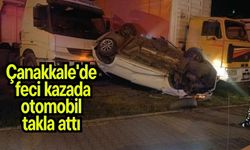 Çanakkale'de feci kazada otomobil takla attı