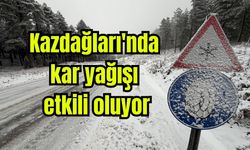 Kazdağları'nda kar yağışı etkili oluyor (Video)