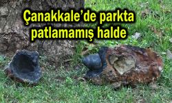 Çanakkale’de parkta patlamamış halde (Video)