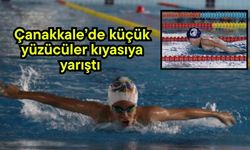 Çanakkale’de küçük yüzücüler kıyasıya yarıştı