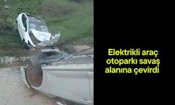Elektrikli araç otoparkı savaş alanına çevirdi (Video)