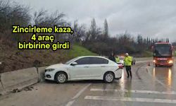 Zincirleme kaza, 4 araç birbirine girdi