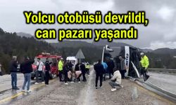Yolcu otobüsü devrildi, can pazarı yaşandı
