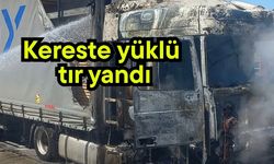 Kereste yüklü tır yandı