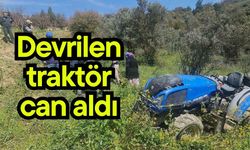 Devrilen traktör can aldı