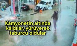 Kamyonetin altında kaldılar, yürüyerek taburcu oldular