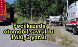 Feci kazada otomobil savruldu 1 ölü, 3 yaralı