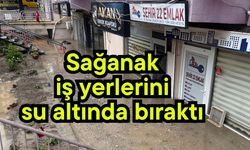 Sağanak iş yerlerini su altında bıraktı (Video)