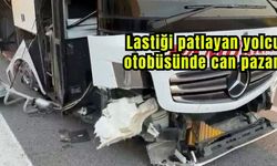 Lastiği patlayan yolcu otobüsünde can pazarı (Video)