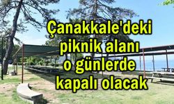 Çanakkale'deki piknik alanı o günlerde kapalı olacak