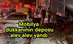 Mobilya dükkanının deposu alev alev yandı (Video)