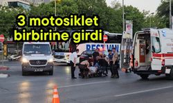 3 motosiklet birbirine girdi (Video)