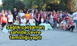 Sağlık çalışanları sahilde çevre temizliği yaptı (Video)