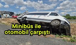 Minibüs ile otomobil çarpıştı