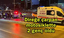 Direğe çarpan motosiklette 2 genç öldü (Video)