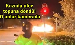 Kazada alev topuna döndü! O anlar kamerada (Video)