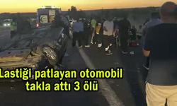 Lastiği patlayan otomobil takla attı 3 ölü (Video)