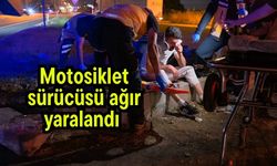 Motosiklet sürücüsü ağır yaralandı (Video)