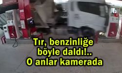 Kömür yüklü tır benzinliğe böyle daldı... (Video)