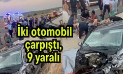 İki otomobil çarpıştı, 9 yaralı (Video)