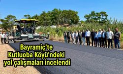 Bayramiç'te Kutluoba Köyü'ndeki yol çalışmaları incelendi