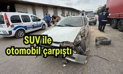 SUV ile otomobil çarpıştı (Video)