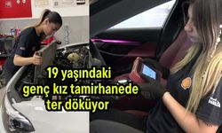 19 yaşındaki genç kız tamirhanede ter döküyor (Video)