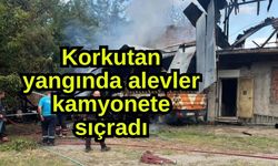 Korkutan yangında alevler kamyonete sıçradı