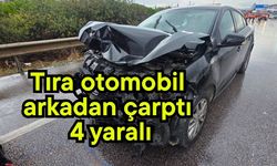 Tıra otomobil arkadan çarptı 4 yaralı