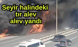 Seyir halindeki tır alev alev yandı