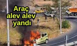 Araç alev alev yandı