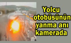 Yolcu otobüsünün yanma anı kamerada (Video)