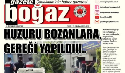 Çanakkale Boğaz Gazetesi 24 Mayıs Cumartesi