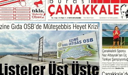 Burası Çanakkale Gazetesi 21 Mayıs Çarşamba