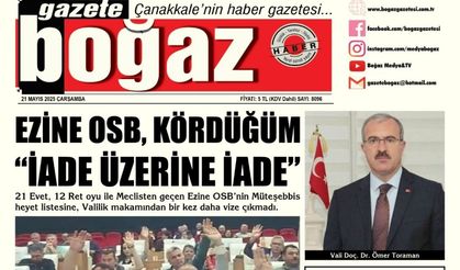 Çanakkale Boğaz Gazetesi 21 Mayıs Çarşamba